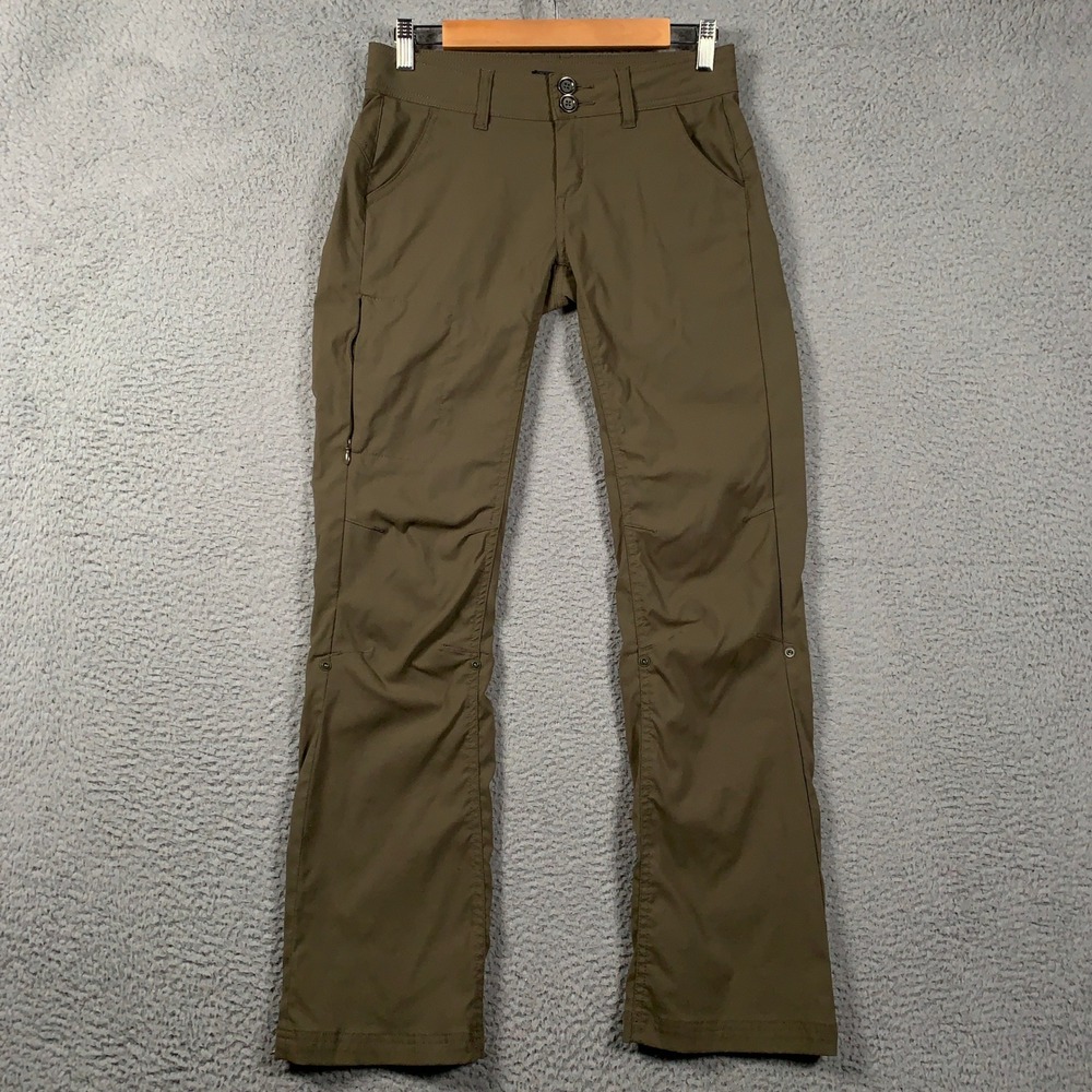 Prana Halle Hiking Pants Women's 2 Brown Straight Stretch Roll Up Outdoor Trail